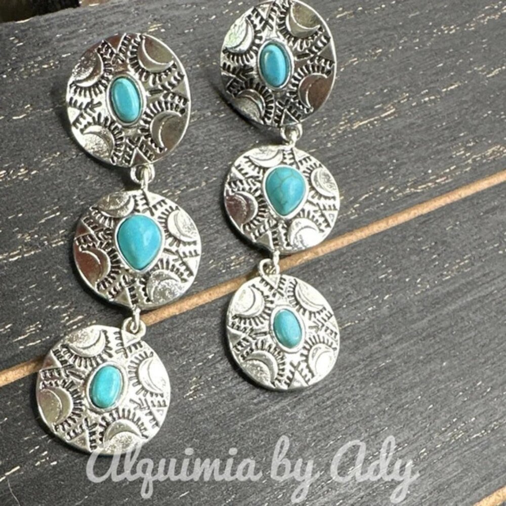 Silver southwestern earrings SHOULDER DUSTER